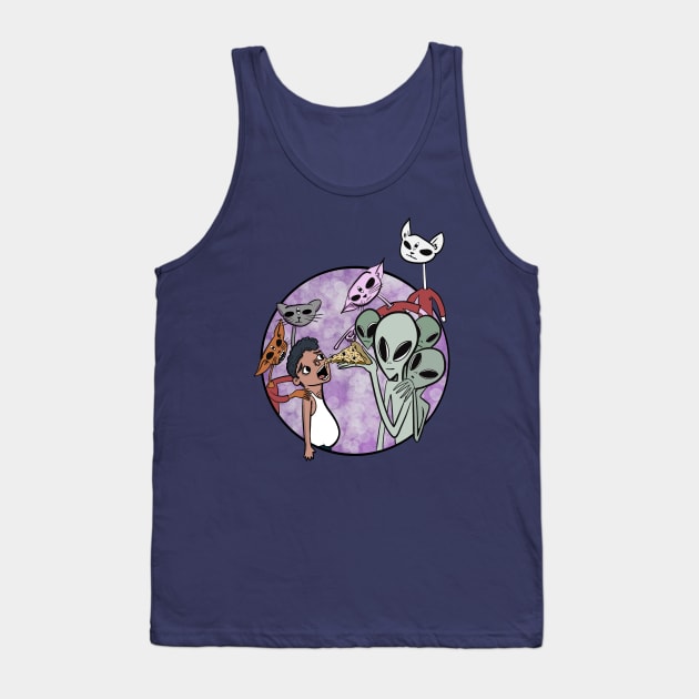 Eat Your Pizza Human (or the alien cats will force you) Tank Top by SubtleSplit